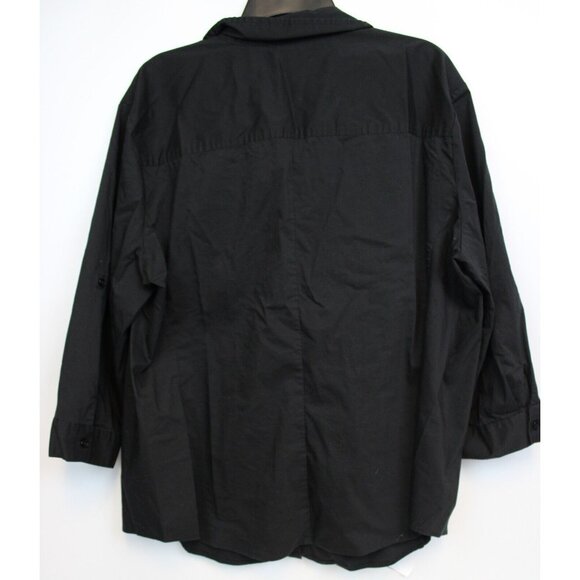 2 New York & Company Button Down Shirts sz XXL Blue Black Simple V-Neck - Picture 11 of 14